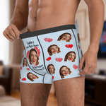 Personalised Funny Face Photo Brief Boxer Men's Underwear with Name Valentine's Day Anniversary Birthday Gift for Husband Boyfriend