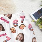 Personalised Six Seven Meme Design Face Photo Multicolour Pyjama Set with Name Birthday Gift for Children