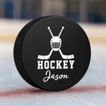 Casque de Hockey sur Glace Personnalisé Bâton Joueur Silhouette Design Palet de Hockey sur Glace avec Nom Patinoire Journée de Jeu Cadeau d'Equipe pour Amoureux des Joueurs de Hockey sur Glace
