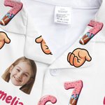 Personalised Six Seven Meme Design Face Photo Multicolour Pyjama Set with Name Birthday Gift for Children