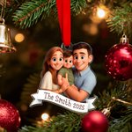 Personalized 3D Cartoon Photo Acrylic Christmas Ornament with Text Home Decor Christmas Gift for Family Friends