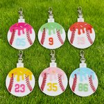 Personalized Ice Cream Drip Baseball Keychain with Number Birthday Team Gift for Coach Baseball Lover Teammate