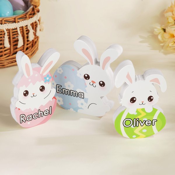 Personalised Multicolour Cute Easter Rabbit Ornament with Name Desk Decor Basket Stuffer Easter Party Gift for Family Kids