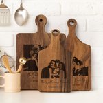 Personalised Engraved Photo Text Wooden Bamboo Reversible Chopping Board with Date and Grip Housewarming Anniversary Gift for Family