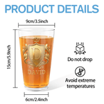 Personlig Golden Shield Initial 16 oz ölglas med namn Housewarming födelsedagspresent för familjen ölälskare
