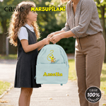 Personlig Marsupilami ryggsäck med flera fack och namn för barn med gul prickig leopard Skolstartspresent för pojkar Flickor | Callie × Marsupilami®