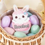 Personalizado Multicolor Lindo Conejo de Pascua Ornamento con Nombre Decoración de Escritorio Cesta de Relleno de Pascua Fiesta de Regalo para la Familia Niños