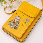 Cartera personalizada de cuero PU con personaje de dibujos animados flor de nacimiento y nombre regalo de cumpleaños para familia y amigos