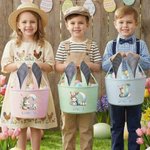 Cesta de Pascua Personalizada con Nombre y Orejas de Conejito Regalo para la Fiesta de Pascua de Caza de Huevos para Niños
