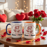Spersonalizowany kubek ceramiczny Six Seven Heart Design 11 oz 15 oz z imieniem i podstawką Walentynkowy prezent urodzinowy dla niej i dla niego