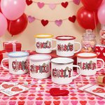 Personalized Romantic Cupid Heart Pattern 12 oz Enamel Mug with Name Home Decor Valentine's Day Birthday Gift for Kids Couple