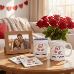 Spersonalizowany kubek ceramiczny Six Seven Heart Design 11 oz 15 oz z imieniem i podstawką Walentynkowy prezent urodzinowy dla niej i dla niego