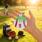Personalized Ice Cream Drip Baseball Keychain with Number Birthday Team Gift for Coach Baseball Lover Teammate