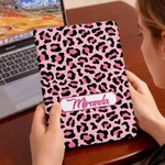 Personalized Leopard Print Highland Cow Pattern A5 Journal Notebook with Name Birthday Gift for Students