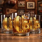 Spersonalizowana szklanka do whisky Golden Football Player 10 uncji z imieniem i numerem Prezent urodzinowy na Dzień Ojca dla mężczyzny Barmana Entuzjasty Whisky