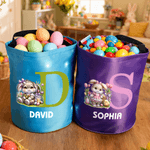 Personalised Glowing Cartoon Cute Bunny Basket with Name and Initial  Easter Party Easter Gift for Kids Family