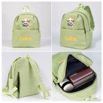 Zaino per bambini multiscomparto personalizzato con nome per bambini e bambine, con animali della scuola e cartoni animati.