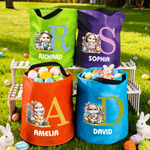 Personalised Glowing Cartoon Cute Bunny Basket with Name and Initial  Easter Party Easter Gift for Kids Family
