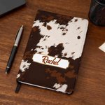 Personalized Leopard Print Highland Cow Pattern A5 Journal Notebook with Name Birthday Gift for Students