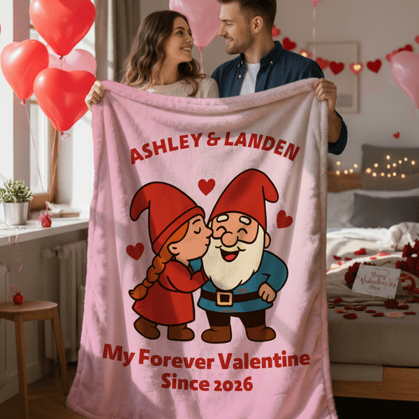 Manta personalizada con el nombre y el año de la pareja enana Corazón Rosa Decoración para el hogar Día de San Valentín Regalo de aniversario para parejas