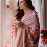 Personalized Cute Dwarf Couple Heart Rose Soft Throw Blanket with Name and Year Home Decor Valentine's Day Anniversary Gift for Couples
