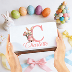 Gepersonaliseerde Geboortebloem Schattig Konijntje Paaskoekjes Blikken Doos met Naam en Voorletter Paasfeest Paascadeau voor Kinderen