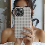 Personalised Bohemian Plaid Name Phone Case for iPhone or Samsung Daily Use Birthday Gift for Family Friend