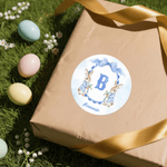 Lot de 2 étiquettes autocollantes imperméables à Pâques avec nom et initiales Décoration de Pâques Fête Favori pour Famille Enfants