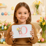 Gepersonaliseerde Geboortebloem Schattig Konijntje Paaskoekjes Blikken Doos met Naam en Voorletter Paasfeest Paascadeau voor Kinderen