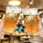 Personlig Golden Shield Initial 16 oz ölglas med namn Housewarming födelsedagspresent för familjen ölälskare