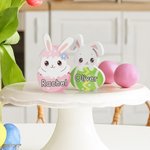 Personalizado Multicolor Lindo Conejo de Pascua Ornamento con Nombre Decoración de Escritorio Cesta de Relleno de Pascua Fiesta de Regalo para la Familia Niños