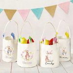 Henkilökohtainen söpö Peter Rabbit uudelleenkäytettävä Bunny Ear pääsiäinen ämpäri kori nimi ja Initial pääsiäismuna metsästys pääsiäinen puolue suosii lahja lapsille