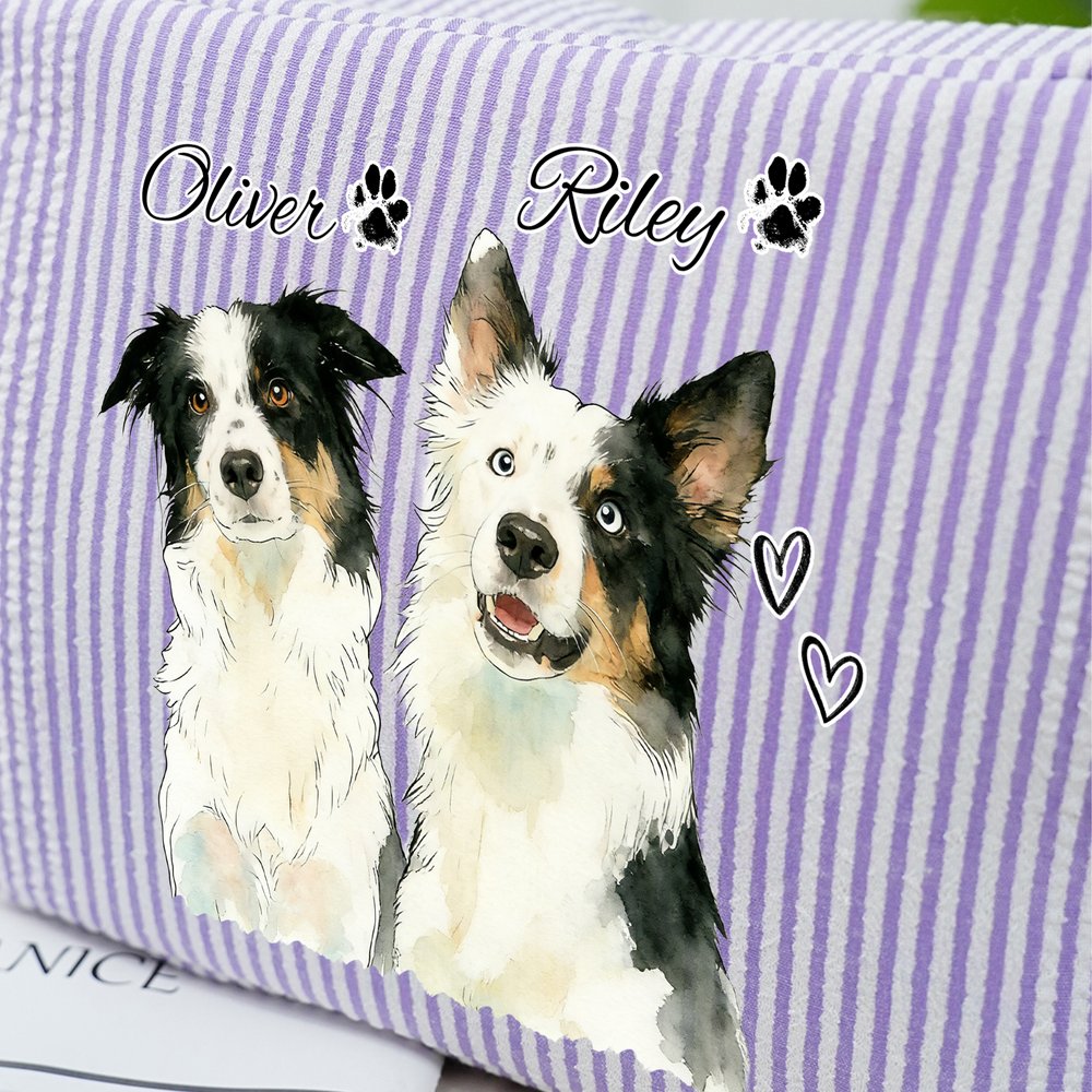 Henkilökohtainen käsin maalattu vesiväri tyyli Pet Photo Makeup Bag nimi Daily Travel syntymäpäivälahja lemmikkieläinten ystäville omistajille 7