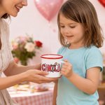 Personalized Romantic Cupid Heart Pattern 12 oz Enamel Mug with Name Home Decor Valentine's Day Birthday Gift for Kids Couple