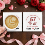 Spersonalizowany kubek ceramiczny Six Seven Heart Design 11 oz 15 oz z imieniem i podstawką Walentynkowy prezent urodzinowy dla niej i dla niego