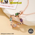 Personalized Long Tailed Marsupilami Christmas Wreath Necklace with Name and Birthstone Christmas Anniversary Gift for Women | Callie × Marsupilami®