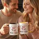 Spersonalizowany kubek ceramiczny Six Seven Heart Design 11 oz 15 oz z imieniem i podstawką Walentynkowy prezent urodzinowy dla niej i dla niego