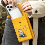 Cartera personalizada de cuero PU con personaje de dibujos animados flor de nacimiento y nombre regalo de cumpleaños para familia y amigos