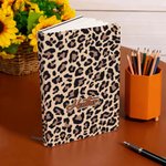 Personalized Leopard Print Highland Cow Pattern A5 Journal Notebook with Name Birthday Gift for Students