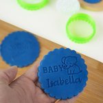 Personalisierte 3D gedruckt Bär Elefant Giraffe Design Fondant Ausstechform Stempel mit Namen Baby Dusche Party Geschenk für Kind Baby
