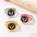 Personlig fødselsstein Initial Graduation Signet Ring med årstall og tekst Graduation Keepsake Gave til universitetsutdannede