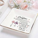 Personalised Crystal Birth Flower Heartfelt Message Ceramic Trinket Jewellery Dish with Name and Text Daily Use Birthday Gift for Girls Women