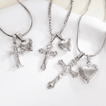 Personalized Cross Heart Pendant Dainty Stainless Steel Necklace with Photo Religious Jewellery Birthday Anniversary Baptism Gift for Christian Woman