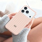 Personalised Bohemian Plaid Name Phone Case for iPhone or Samsung Daily Use Birthday Gift for Family Friend