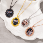 Personalised Photo Pendant Necklace with Engraved Text Dainty Jewellery Mother's Day Anniversary Birthday Gift for Women