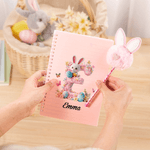 Henkilökohtainen pääsiäismunat Bunny nimi A5 Spiral Notebook ja Pom Puff Pen Set 156 vuorattua sivua pääsiäisen puolue suosikki lahja pojille tytöille