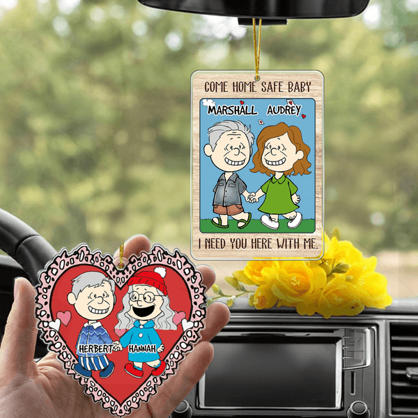 Personalizado Romántico Caricatura Pareja Acrílico Ornamento con Nombre Decoración del coche Día de San Valentín Aniversario Regalo para Parejas