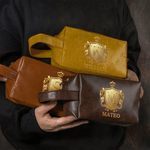 Trousse de toilette personnalisée en cuir PU avec initiale et nom Accessoires de voyage Cadeau d'anniversaire pour homme