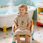 Personalized Cute Animal Coral Fleece Hooded Towel with Embroidered Name Summer Pool Bath Essential Baby Shower Birthday Gift for Baby Kid