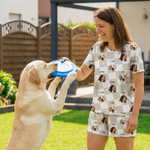 Conjunto de pijama personalizado de poliéster con 1 a 4 fotos de caras y nombres regalo de cumpleaños para mujeres y amantes de mascotas